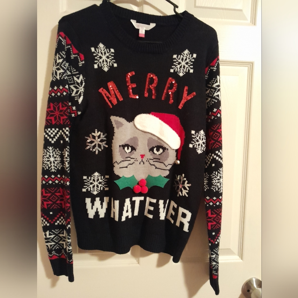 No Boundaries Crew-neck Grumpy Cat Ugly Christmas Sweater